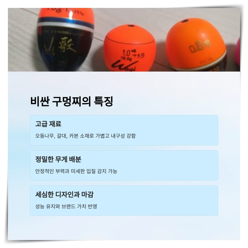 비싼 구멍찌와 싼 구멍찌: 낚시꾼의 선택은? 3 비씬-구멍찌-특징