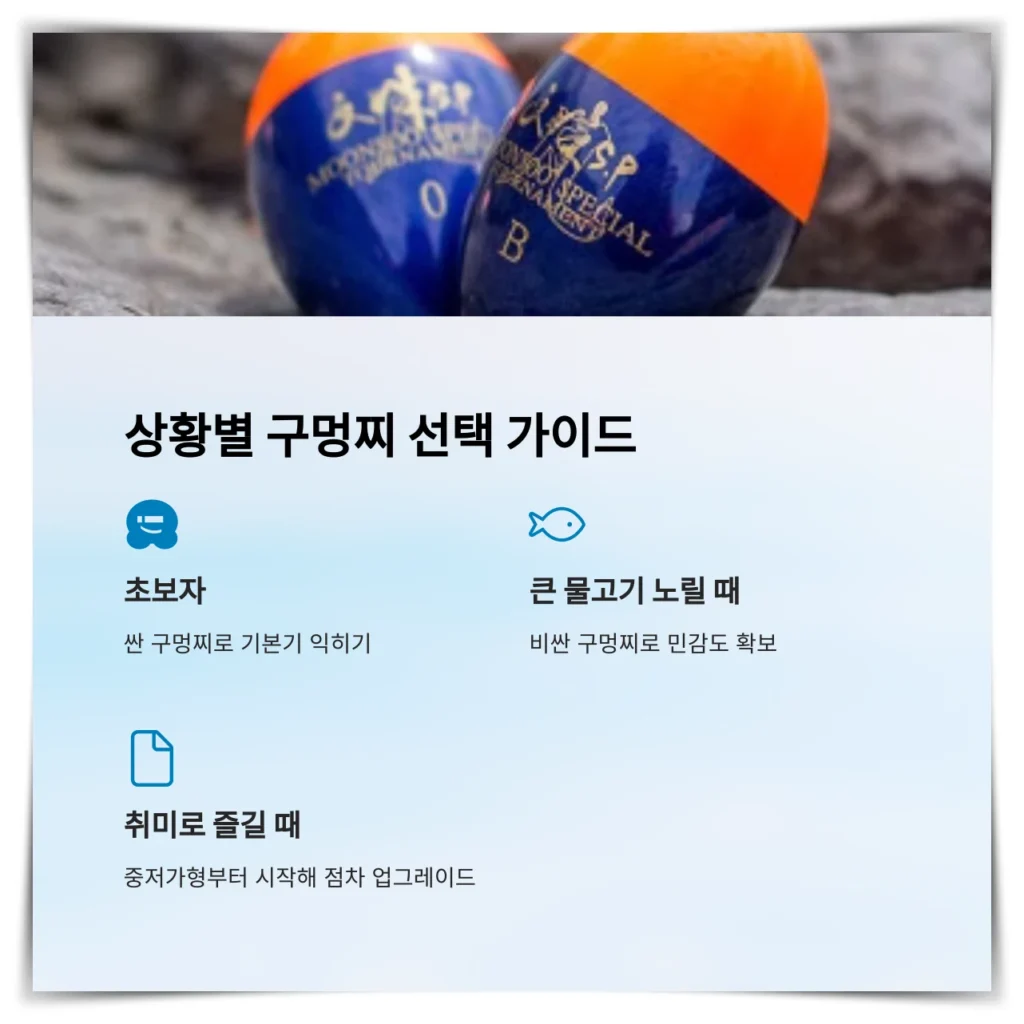 비싼 구멍찌와 싼 구멍찌: 낚시꾼의 선택은? 6 상황별-구멍찌