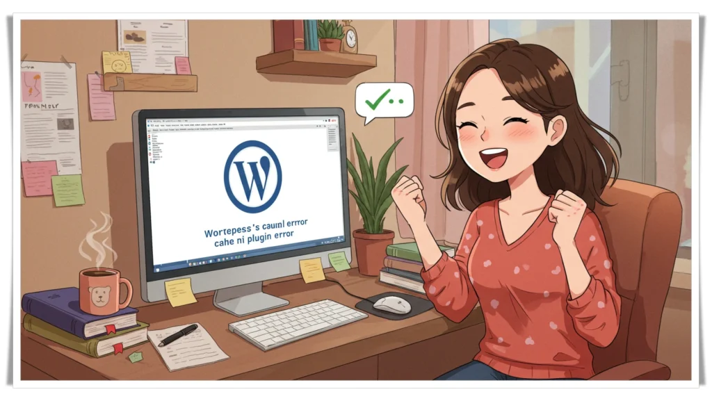 워드프레스 캐시 플러그인 오류 해결 가이드(2025버전) 3 캐시-오류를-해결하고-좋아하는-여성블로거