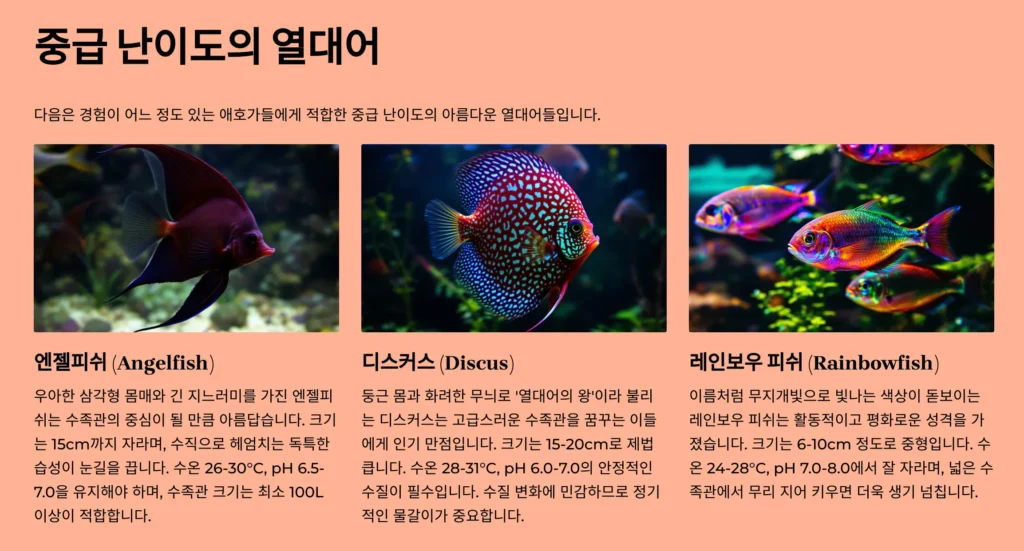 열대어 종류별 특징과 난이도 알아보기: 초보자부터 전문가까지 3 중급-난이도-열대어