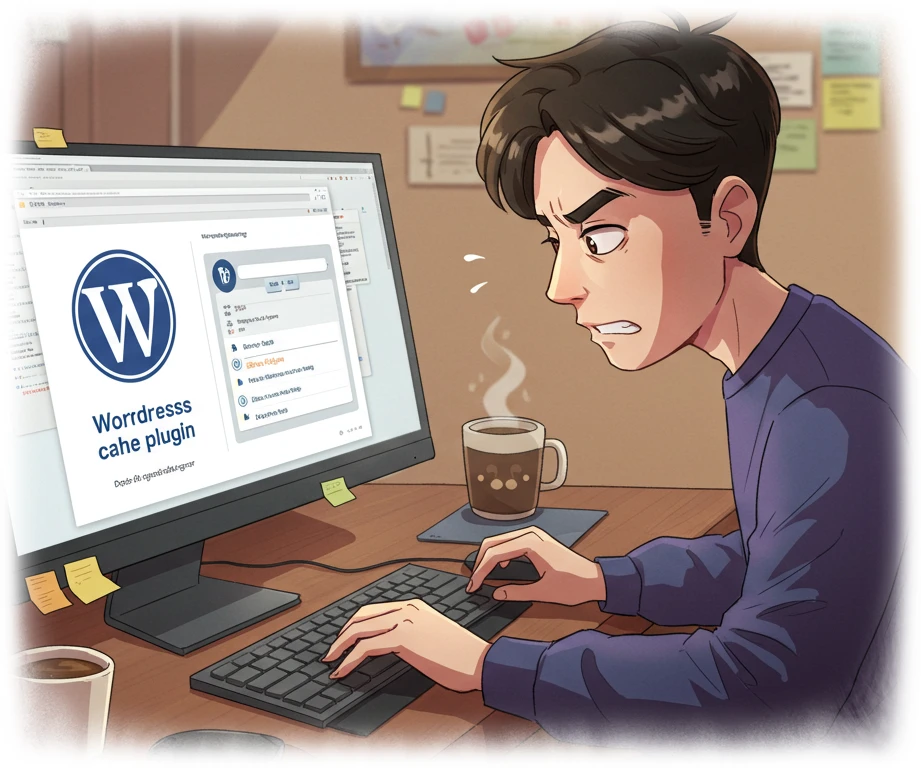 워드프레스 캐시 플러그인 오류 해결 가이드(2025버전) 1 캐시-플러그인-오류를-수정하고-있는-모습