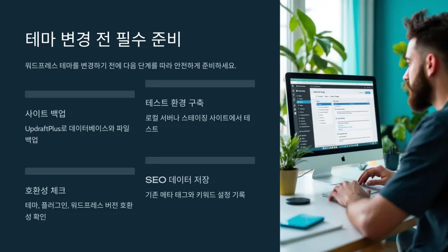 워드프레스 테마 변경 후 발생하는 문제와 해결책: 완벽한 사이트 운영을 위한 가이드 5 테마-변경-전-준비사항