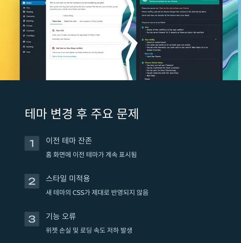 워드프레스 테마 변경 후 발생하는 문제와 해결책: 완벽한 사이트 운영을 위한 가이드 2 테마-변경후-발생하는-주요문제