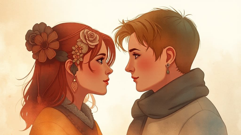 INFP 연애 A to Z: 특징, 꼬시기, 궁합, 성공적인 관계까지 (40자) 5 INFP 남녀 차이 (watercolor 스타일)