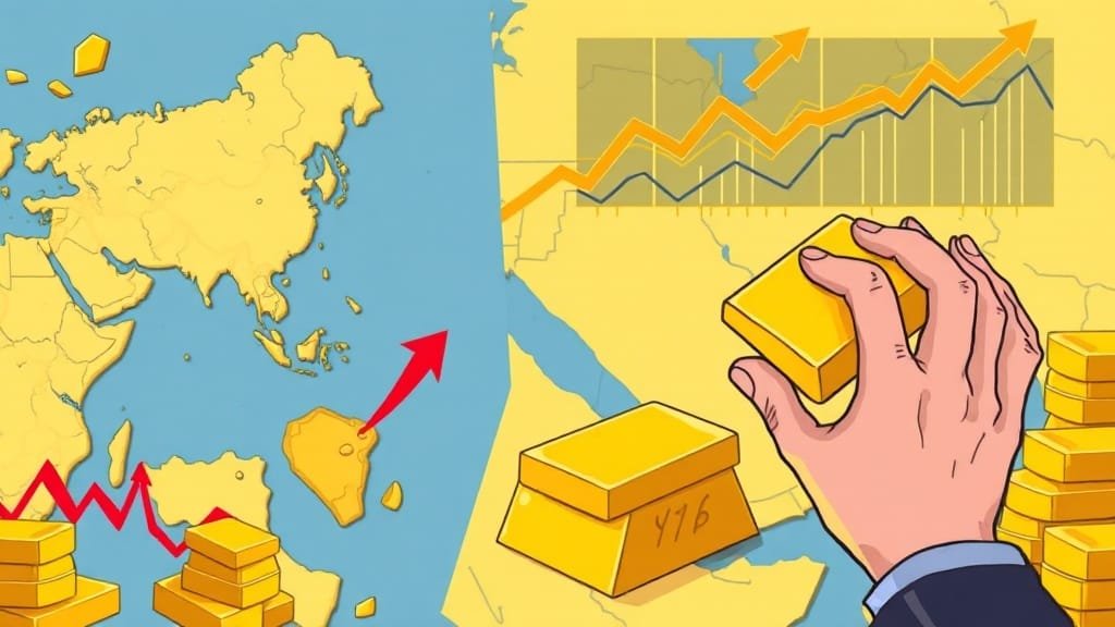 금 vs 비트코인, 동반 상승의 비밀? 투자 전략 A to Z (40자) 1 금값 상승, 왜? (cartoon 스타일)