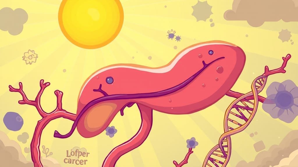 췌장암 생존율 최신 분석: 병기별, 치료법, 예방 및 관리 A to Z 7 췌장암 치료 최신 동향 (cartoon 스타일)