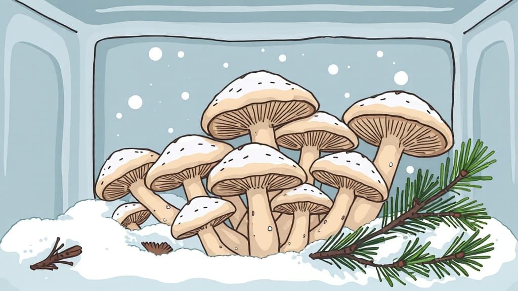 송이버섯 완벽 보관법: 신선도 유지, 냉장/냉동, 손질법 & 활용 요리 A to Z 3 냉동 보관, 장기 보관의 비법! (illustration 스타일)