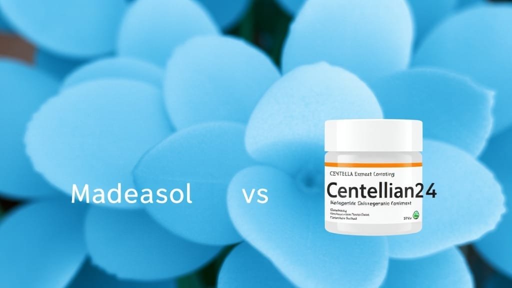 마데카솔, 피부 노화 방지 효과 있을까? 효능부터 활용법, 겔 사용법 A to Z 2 마데카솔 vs 센테카솔 비교 (watercolor 스타일)
