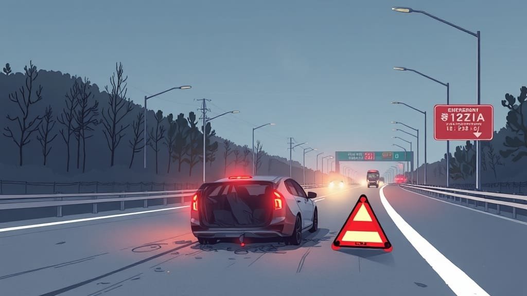 2025 고속도로 휴게소 정비소 완벽 가이드: 이용법, 고장 대처, 2차사고 예방 4 고속도로 고장 시, 이렇게 대처하세요! (illustration 스타일)