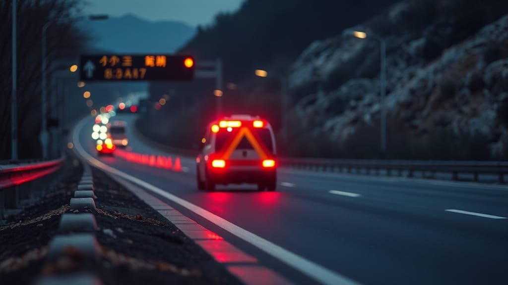 2025 고속도로 휴게소 정비소 완벽 가이드: 이용법, 고장 대처, 2차사고 예방 5 2차 사고, 철저히 예방하세요! (realistic 스타일)