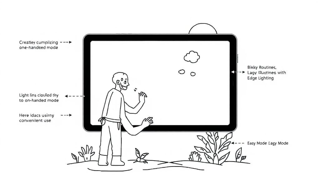 갤럭시탭 S6 숨겨진 꿀팁 대방출: 활용법부터 보안까지 완전 정복! 7 나만의 사용 환경 구축 (illustration 스타일)