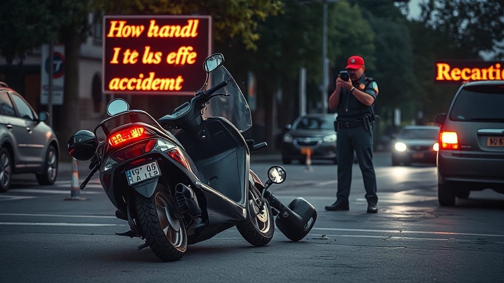 사고 후, 경찰 신고 및 현장 확인 (realistic 스타일)