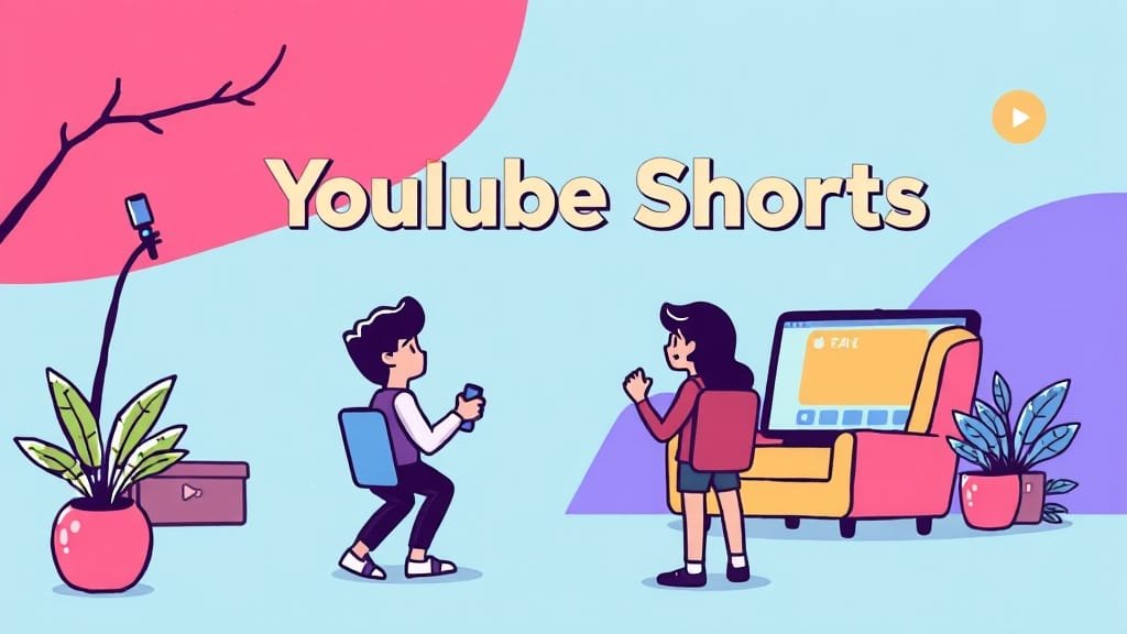 쇼츠 활용, 채널 성장 핵심 전략 (cartoon 스타일)