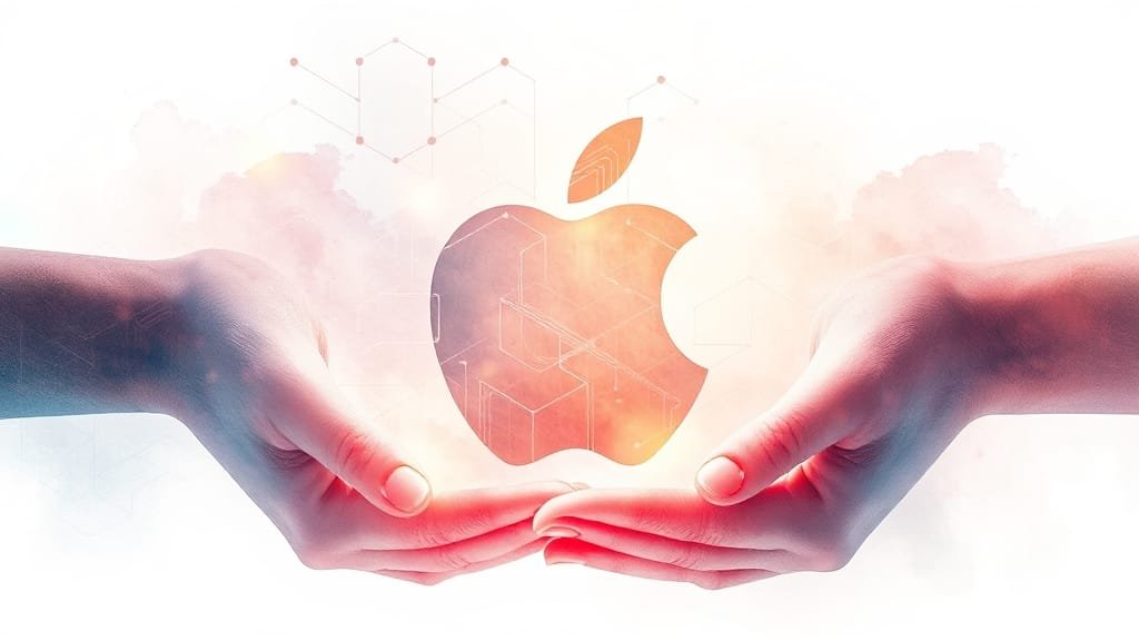 애플의 AI 파트너십 전략 (watercolor 스타일)