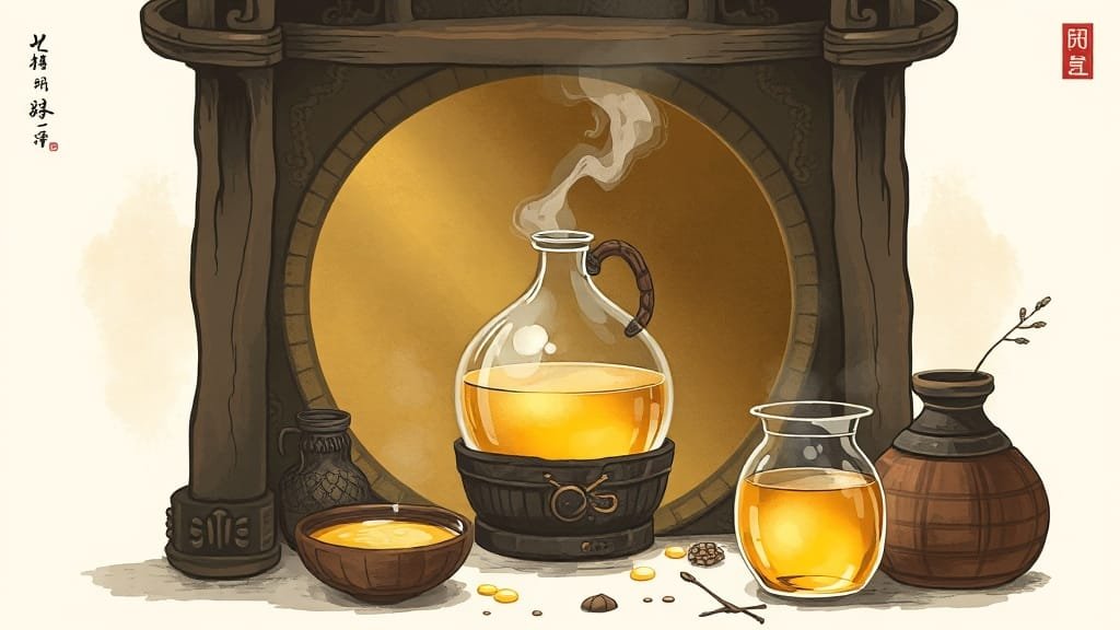 중국 4대 명주 완벽 가이드: 역사, 특징, 음용법, 구매 팁 총정리 4 루저우라오자오: 백주의 본산지 (illustration 스타일)