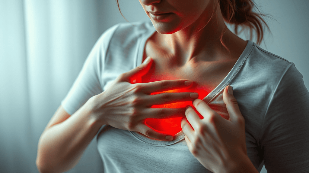 여성 심근경색: 놓치기 쉬운 미세 증상 (realistic 스타일)