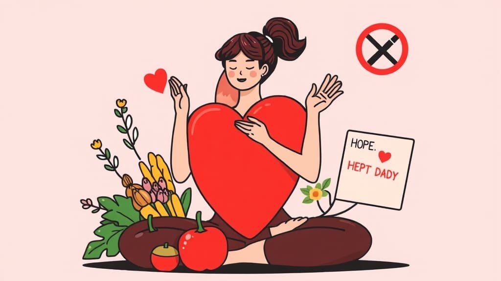 심근경색 예방을 위한 생활 습관 (illustration 스타일)