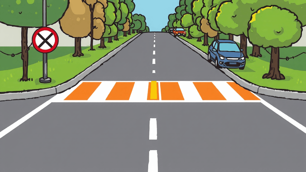 차선 색상별 의미: 주황 vs 흰색 (cartoon 스타일)