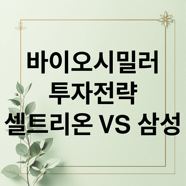 K-바이오시밀러 투자 전략: 셀트리온 vs 삼성바이오로직스 집중 분석