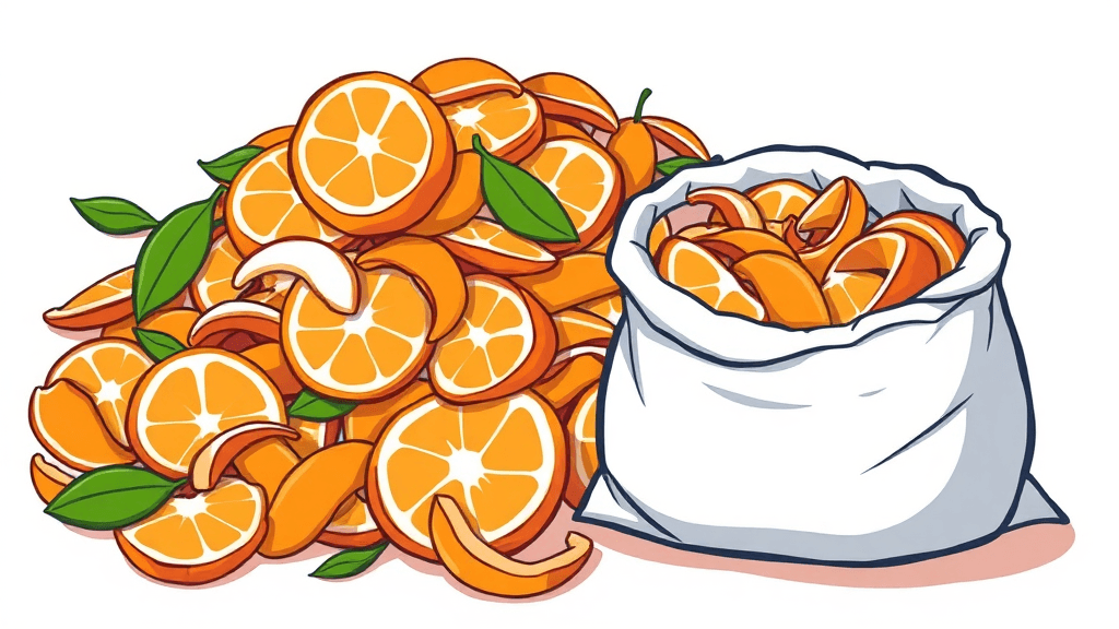 귤껍질, 이렇게 버리세요! (cartoon 스타일)