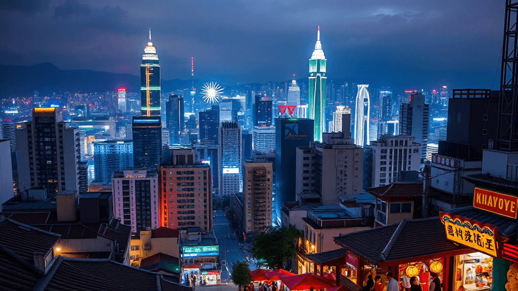 홍콩 야경, 잊지 못할 추억을 만들어요 (realistic 스타일)