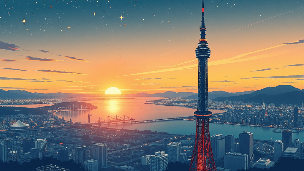 전망대 안내, 층별 볼거리 (illustration 스타일)