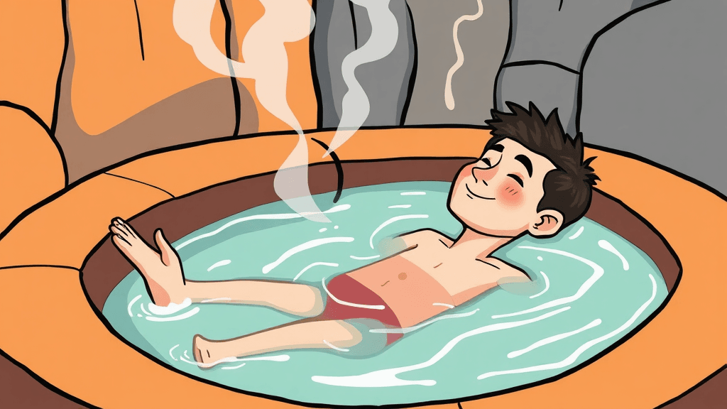 유황 온천, 왜 좋을까? (cartoon 스타일)