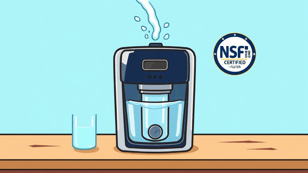 NSF 인증 필터 관리 방법 (cartoon 스타일)