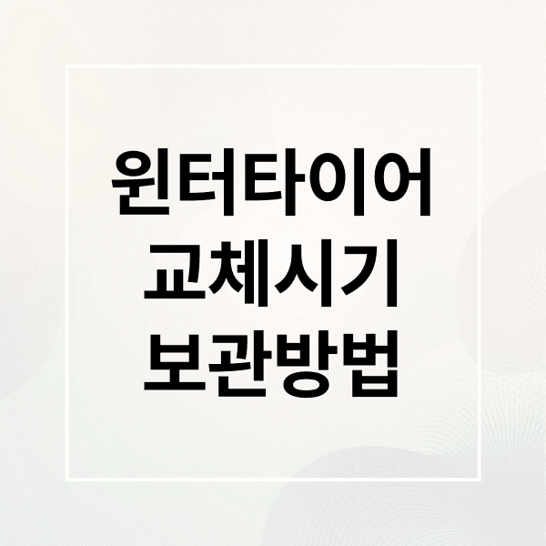 겨울철 안전운전 필수! 윈터 타이어 교체 시기, 비용, 보관법 A to Z