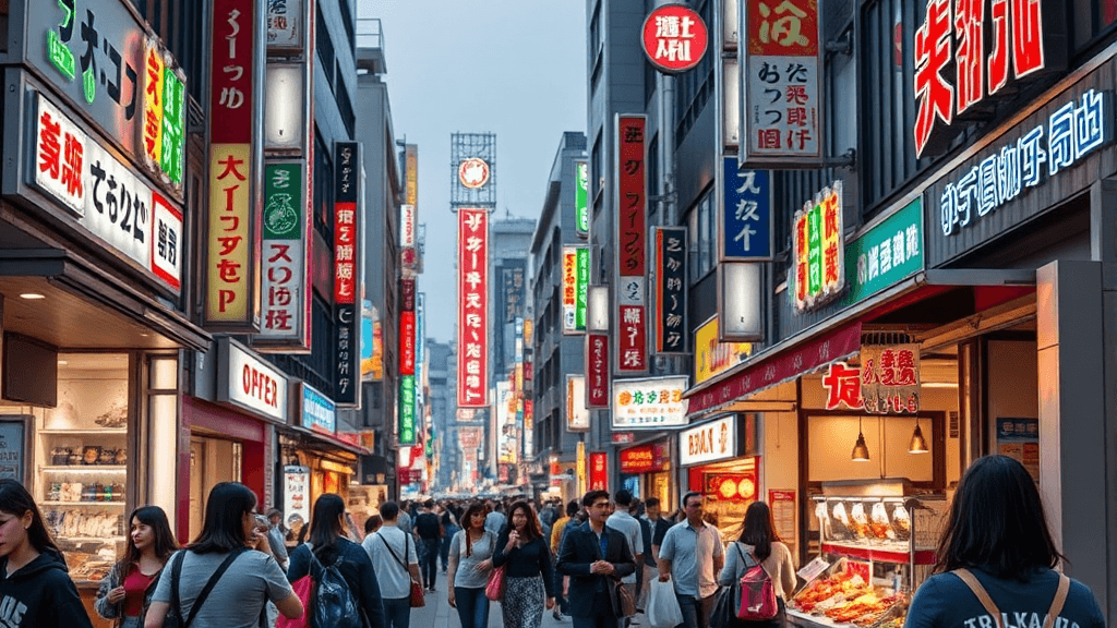 신사이바시: 쇼핑의 중심지 (realistic 스타일)