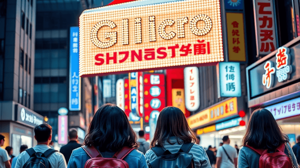 신사이바시 주변 지역: 난바, 도톤보리 연계 관광 (realistic 스타일)