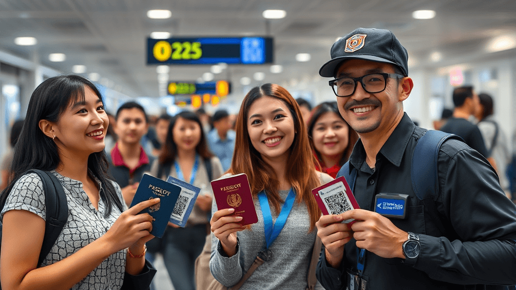 공항 입국 심사 가이드 (realistic 스타일)