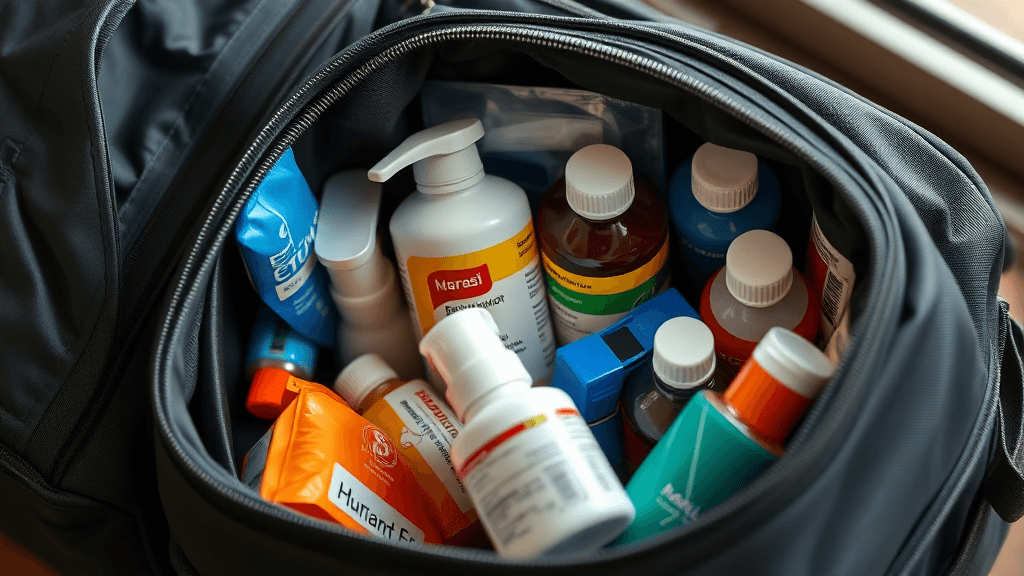 필수 의약품 및 위생 용품 (realistic 스타일)