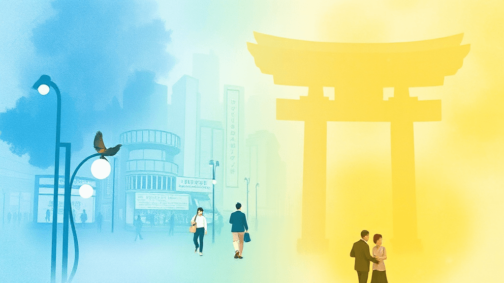 신사이바시 쇼핑몰 정보 (watercolor 스타일)