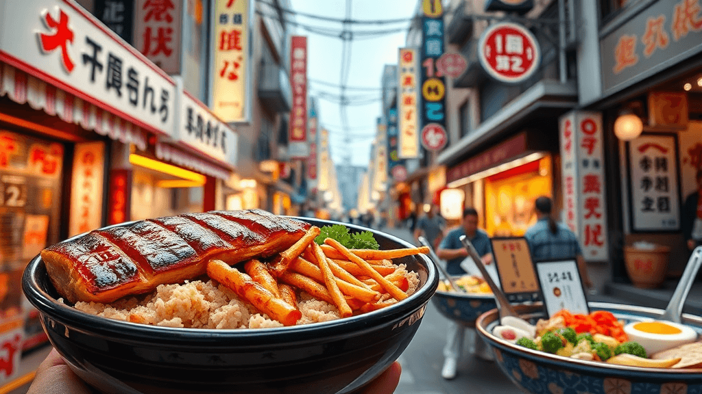 신사이바시 맛집 상세 정보 (realistic 스타일)